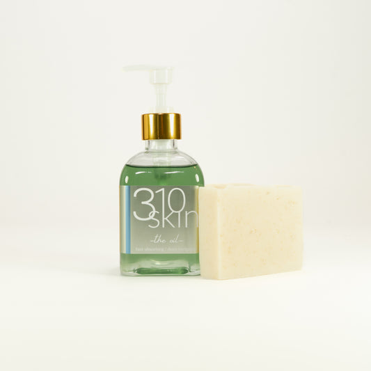 310Skin 5-in-1 all-natural blue tansy omega rich glow oil and oatmeal tallow soap