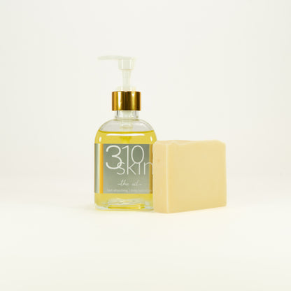 310Skin 5-in-1 all-natural citrus omega rich glow oil and citrus tallow soap