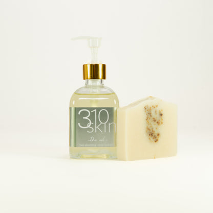 310Skin 5-in-1 all-natural eucalyptus mint omega rich glow oil and peppermint tallow soap